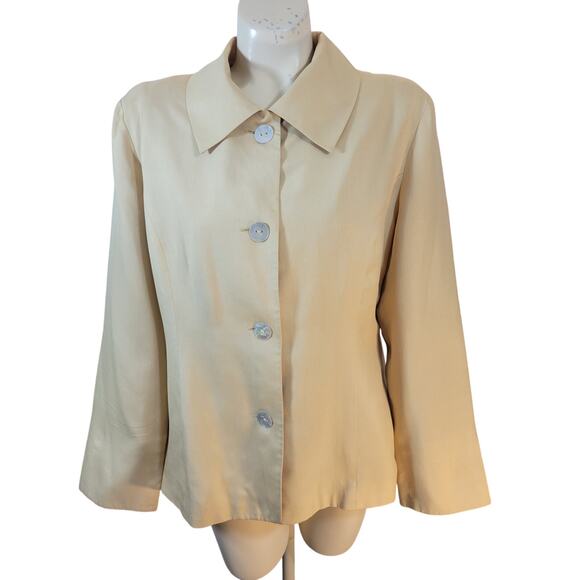 Melrose Collectibles Butterscotch shell buttons Silk Blazer Jacket Women's 12P - Picture 1 of 15